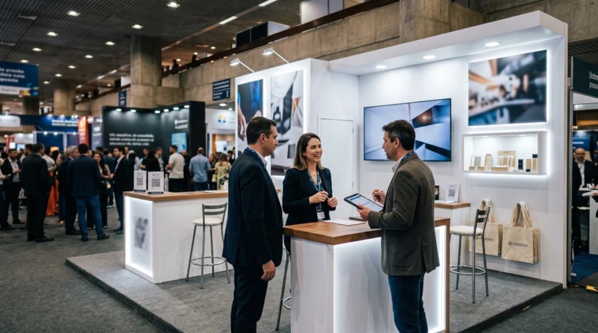 Estande modular em feira corporativa